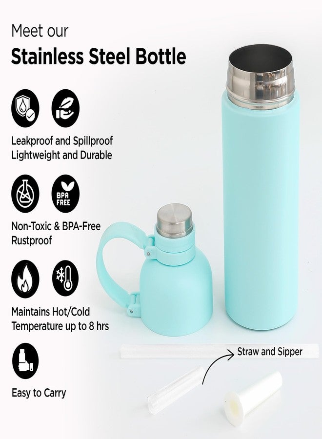 UMAI Insulated Double Walled Stainless Steel Water Bottle 500ml | Hot & Cold Water Bottle for Office, School, Gym | Thermosteel 8 Hrs Insulation | Leakproof | BPA Free | Light Blue - Image 2